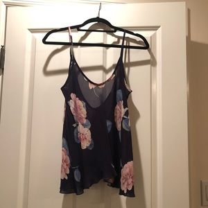 Navy floral tank
